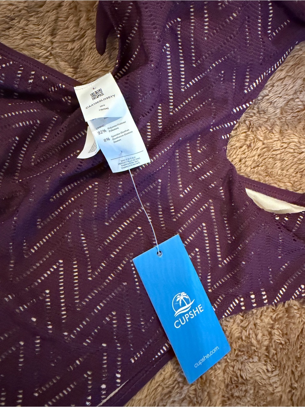 Purple women’s ' One-Piece Swimsuit with Zigzag design - Picture 2 of 4